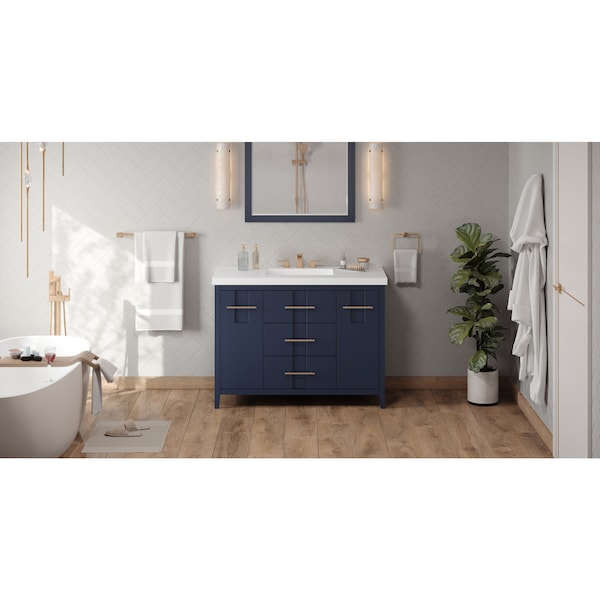 Jeffrey Alexander 48In. Hale Blue Katara Vanity, Lavante Cultured Mrbl Vessel Vanity Top, Integrated Rectangle Bowl VKITKAT48BLLAR - main